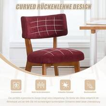 Set Of 2 Mid-Century Modern Dining Chairs, Solid Wood Legs, Fabric Upholstered Seat For Kitchen, Dining Room Or Office - Red - View 5