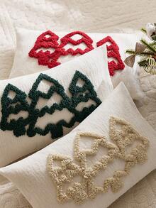 Capas de almofada decorativas para árvore de Natal 3D, capa de almofada estilo rústico de fazenda, 44 x 44 cm, poliéster, com zíper, lavar somente à mão, padrão geométrico, capa de almofada para decoração de casa para decoração festiva de fim de ano (1 peça, 2 peças disponíveis)