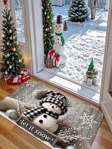 1 Stück klassische Weihnachts-Samt-Fußmatte, geeignet für Vorder-/Rückeingang, Eingangsbereich, Schlafzimmer, Wohnzimmer, Esszimmer, Arbeitszimmer Dekoration