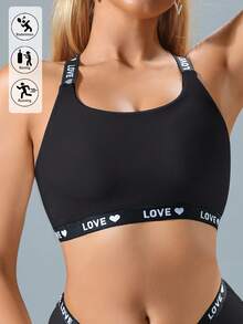 女士字母与心形镂空设计舒适内裤 - 黑色 - 查看 2