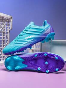STARNOVO Unisex Neue Niedrig-Top Schnürschuhe Fußballschuhe, Lange Stollen Outdoor Fußballschuhe für Rasen, Geeignet für tägliche Fußballspiele und Training, Geeignet für alle Jahreszeiten, Fußballschuhe für Frauen - Babyblau - Übersicht 4