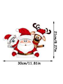 ملصق عيد الميلاد - قطعة واحدة صورة كرتونية لسانتا كلوز والرنة لتزيين السيارة على الزجاج/الهيكل/المصد/خزان الوقود/النافذة الخلفية/الدراجة النارية، ملصق سانتا والرنة مقاوم للماء للتعليق على النوافذ، مناسب أيضًا للسيارة والكمبيوتر، ملصق سيارة يغطي الخدوش