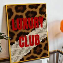 1/6Pcs Set Living Room Decor Retro Girly Canvas Poster – Y2K Fashion Prints, Canvas Wall Decor & Home Decor Living Room Accents, Stylish Leopard Wall Art & Posters For Room Decor, Bold Red Funky Home Decor Statement