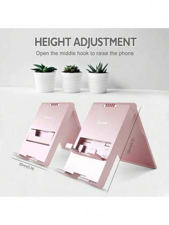 创意分层预留手机充电口手机支架，全折叠桌面支架底座，兼容Switch主机、Switch游戏主题手机、平板电脑支架，适用于 16、15、14、13、12、11、Pro、Xs Max、Xr、X、8 Plus、Galaxy S10、S9、S8等机型，以及7-10英寸平板电脑，玫瑰金/黑色可选。兼容和安卓手机，生日礼物，送给家人、朋友的理想之选，夏季浴室厨房礼物，生日手机支架，手机配件，承重力强。