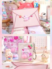 3D可爱柔软贴纸，3D动物贴纸（兔子、熊），适合儿童，随机颜色手工装饰便携盒装贴纸，完美适用于手机壳、笔记本、工艺品、趣味贴纸、日记扩展页