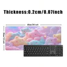 Extra Large Cute Pink Cat Cloud Gaming Mouse Pad - Rubber Bottom, Durable Edging, Soft & Comfortable, Featuring Playful Cat & Star Patterns, Perfect Gift For Boyfriend/Girlfriend. Gaming Pad | Amusing Design | Durable Pad | Ideal For Cat Lovers - Multicolor - View 9