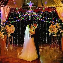 1, USB Powered, With Star Shaped Top Cover, Flashing Pentagram Waterfall Light, 8-Mode LED Light For Holiday Christmas Tree Decoration, Used For Holiday Gifts, Christmas Tree Decoration, Indoor Landscape, Background, Garden, Parties, Weddings, Dances, Carnival Activities, Full Of Vitality Lighting Decoration - Multicolor - View 6