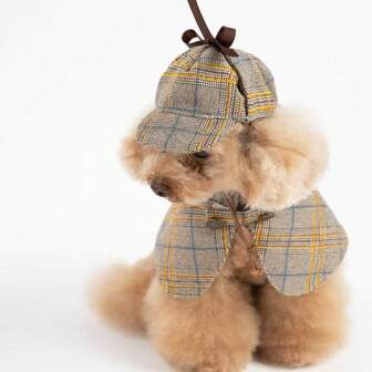 Pet Cat Dog Stylish & Cool Detective Cape Costume Set