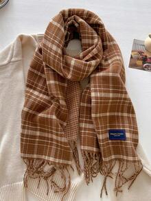 1 buc eșarfă clasică din cașmir artificial în carouri, accesoriu de modă zilnic cald și versatil, potrivită pentru decorare și protecție a gâtului