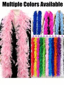 1件羽毛围巾，DIY派对服装装饰配饰，彩色羽毛围巾，适用于鸡尾酒会、毕业典礼、派对装扮、生日派对、万圣节、圣诞节、赛马会、下午茶会、新年夜、音乐会、家居装饰、舞会、婚礼、舞台表演、嘉年华服装及配饰、派对用品 - 彩色 - 查看 17