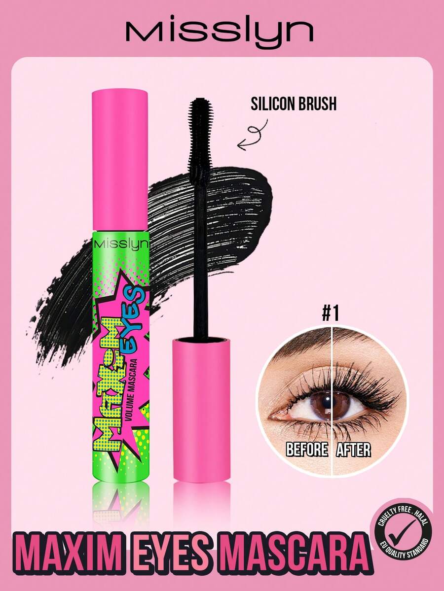 MISSLYN-Maxim Eyes Mascara, Black, Volumizing & Lengthening, Waterproof, Buildable, Easy To Remove, Rich Color, Diverse Design, Creates Fanned-Out Lash Effect, Volumizing, Lengthening, Curling, Holding, Cosmetic Brand - 1 màu đen - Xem 1