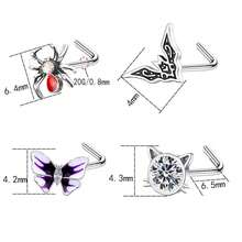 20G Nose Ring Studs 316L Butterfly And Spider Nose Ring Studs CZ Heart Flower Nose Stud Surgical Steel Piercing Jewelry…{"Color_name":"Style-A"} - phong cách-A - Xem 3