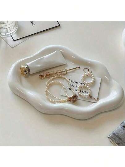 1 Elegant Cloud Shaped Plastic Tray - Single-Layer Luxury Jewelry And Perfume Display Rack, Jewelry Tray, Family Living Room Office Storage -, Back To School , Makeup Room Décor