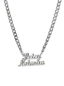 Collar con placa con doble nombre personalizado para parejas, collar de acero inoxidable de doble capa con mariposa soldada en capas, incluye cadena de 5 mm de grosor, adecuado como regalo o para uso personal en cualquier ocasión - Plateado - Ver 3