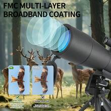 Teleskop wysokiej rozdzielczości 25-75X60 ze statywem i uchwytem na telefon – manualne ustawianie ostrości, obiektyw 60 mm, wytrzymały ABS, odpowiedni do obserwacji ptaków, obserwacji dzikich zwierząt, wędrówek pieszych, biwakowania – w zestawie torba transportowa, do obserwacji na świeżym powietrzu, kompaktowy teleskop, trwała konstrukcja, lornetka myśliwska, profesjonalny teleskop o wysokiej wydajności, profesjonalny teleskop jednolufowy do dalekich obserwacji