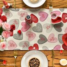 Gray Pink Ture Heart Valentine's Day Table Runner, Seasonal Kitchen Table Decoration Home Party Decoration - Grayish Pink - View 8