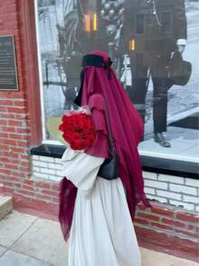 foulard khimar instantané pour femme, couleur unie, asymétrique, multicouche, en mousseline de soie, couvrant tout le visage, confortable, à la mode, élégant, idéal pour le quotidien, les festivals, les rassemblements et les tenues décontractées. - Multicolore - Voir 4