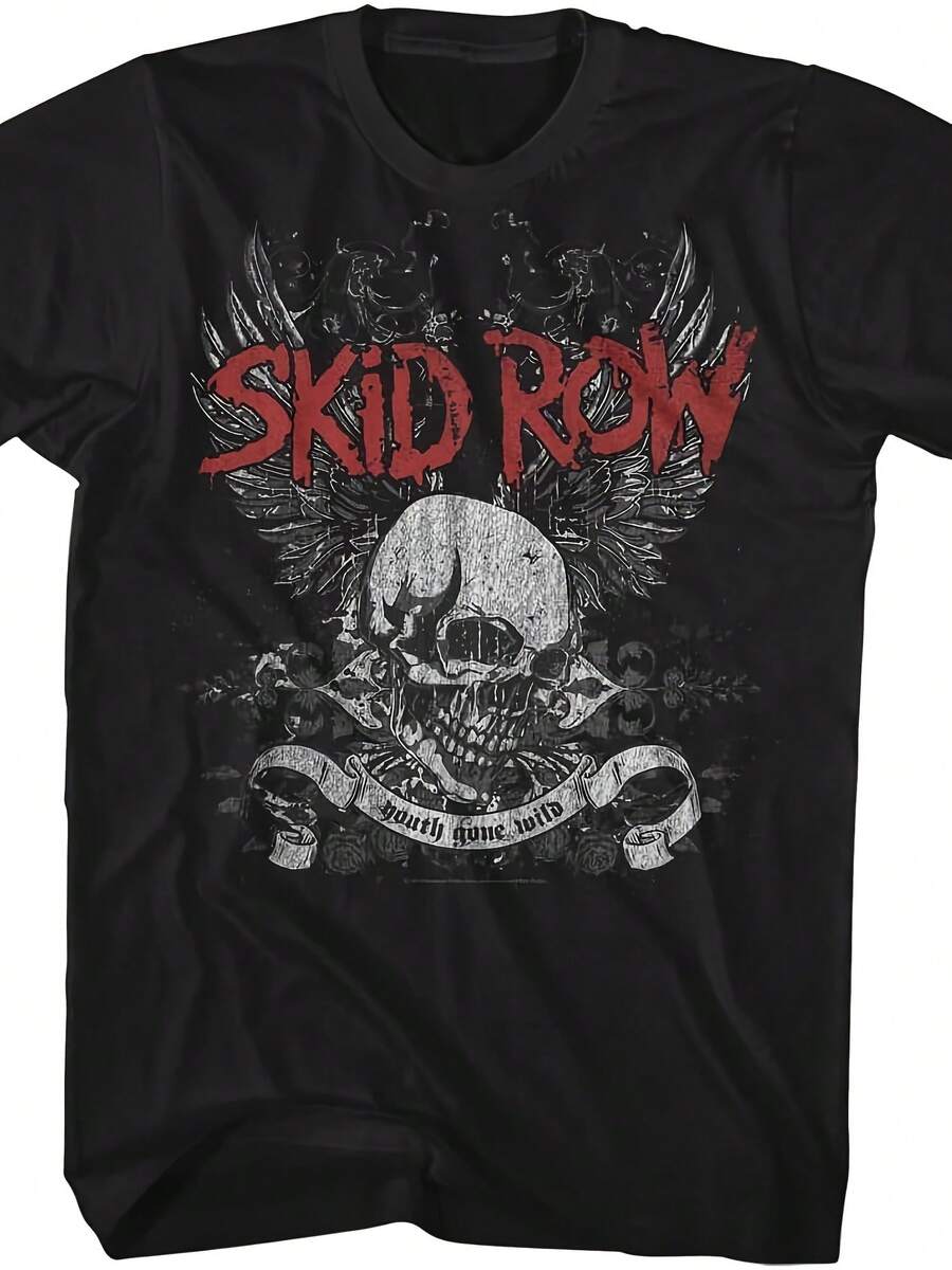 An Classics Skid Row Heavy Metal Band Skull & Wings Black Adult T-Shirt Tee - Kiểu 8 - Xem 1