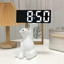 RAF LED Mirror Digital Alarm Clock, Large Screen Display, Silent No-Chime Bedside Clock With Night Light, USB Powered, Suitable For Bedroom, Office, Dorm Decor Desktop Clock - Multicolor 1 - View 10