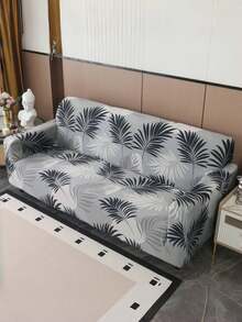 1 husă de canapea cu model de frunze, elastică all inclusive, husă de protecție pentru canapea în sufragerie, husă de canapea din mătase tricotată, potrivită pentru toate anotimpurile, decorațiune pentru casă
