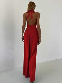 Bộ đồ nữ 2 mảnh: Áo khoác blazer thường ngày và quần ống rộng hở lưng gợi cảm thắt nơ phía trước, thích hợp cho mùa thu/đông, đi làm văn phòng, dự tiệc Giáng sinh & Năm mới, ngày Valentine, trang phục thanh lịch mùa xuân. - Đỏ - Xem 2