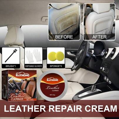 rayhong Leather Cleaner Kit Multifunctional Leather Care Maintenance Cleaning Cream Car Interior Leather Seat Sofa Bag Shoes Jacket Care Polishing Renovation Strong Decontamination Kit