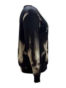 Sweat-shirt col rond à imprimé dégradé avec texte anglais, grande taille - Nude - Voir 3