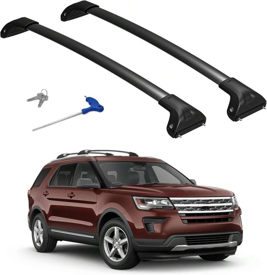 300lbs Roof Rack Cross Bars Compatible With Ford Explorer 2016-2019 Limited/XLT/Sport/Platinum,Heavy Duty Aluminum Roof Rails Crossbars Rooftop Cargo Basket Carrier Luggage Black - A.適用於探險家 2016-2019 - 查看 1