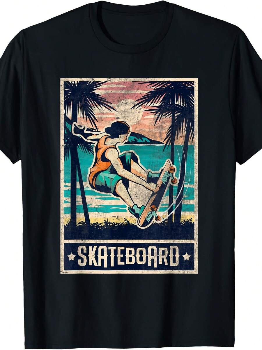 Skateboard Skater Hawa Beach Skateboarding Boys Teens T-Shirt - 款式24 - 查看 1