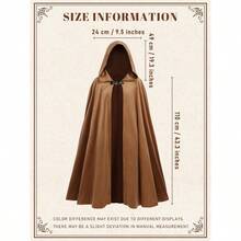 Medieval Hooded Renaissance Cape Vintage With Hood Men And Women Halloween Cosplay - 棕色 - 查看 2