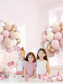 30/60pcs Soft Color Balloon Set - Elegant Peach, Beige, White, Gold, Pink Latex Balloons, Suitable For Helium Inflation, With Clear Strings, Ideal For Birthday, Wedding, Bridal Party Decoration - Multicolor - View 6