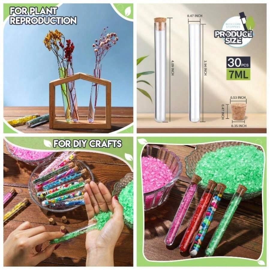 30 Pack Science Party Tubes 45 Ml 25x140mm, Plastic Tubes Candy Tubes, Bath Salt Vials Birthday Gifts - 30pcs*7ml(12x100mm) + 1 - View 1