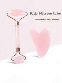 2-In-1 Face Massage Roller Set, Gua Sha Board Facial Massage Tool, V-Line Massager, Double Chin Massager, Cheek Massager, Lift And Firm Face, Promote Blood Circulation - Multicolor - View 2
