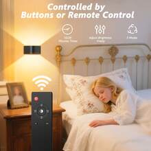 Motion Sensor Wall Light, 3 Colours Wireless LED Indoor Wall Light With Remote Control, 4000mAh Rechargeable Battery, Adjustable Brightness For Bedroom, Hallway, Living Room, Minimalist Style Smart Lighting - 黑色 - 查看 8