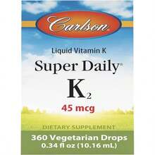 Carlson - Super Daily K2, 45 Mcg Liquid Vitamin K, Bone Health, K2 Vitamin, Vitamin K Supplement, Vitamin K-2 MK7, Unflavored, 360 Drops (1016 ML) - Tên hương vịA - Xem 6