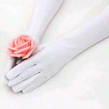 1pc Wedding Ceremony Long Nylon Gloves Party Gloves Sun Protection Gloves, Dance Performance Gloves Autumn Accessories - 白色 - 查看 4