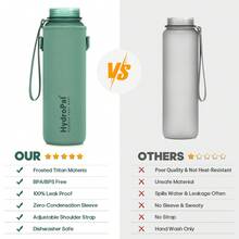 Unistar Water Bottle With Time Marker -Large 34 Oz Tritan Bottle & No Sweat Sleeve -Leak Proof Gym Sports Bottle With Fruit Infuser Strainer & Carrying Strap - Gift Package For Christmas - 深綠 - 查看 6