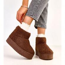 Dark Brown Snow Boots With Sheepskin Collar Lasso - Brown - View 2