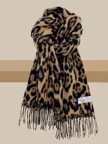 Boho 1pc Fashionable Leopard Print Batik-Style Soft Lightweight Women's Scarf Shawl, Suitable For Daily Commuting & Outdoor Wear