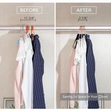 Premium All Black Velvet Pants Hangers With Adjustable Clips (Pack Of 20) Slim Skirt Hangers- Non Slip Felt Outfit Dress- Black Hooks,Space Saving Shirt Clothes -END - 黑色/玫瑰金 - 查看 5