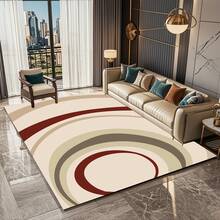 Modern Geometric Retro Pattern Rug - Polyester Fiber Backing Non-Slip Polyester Mat, Durable Home Decor Carpet, Washable Rug Suitable For Living Room, Bedroom, Dining Room And Kitchen
