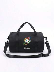 Customizable Back To School Mini Personalized Sports Bag, You Can Add Name, Text Or Pattern. It Features A Football Theme Design, Perfect For Various Sports And Daily Use, Such As Outings, Workouts, Travel, Shopping And Beach Activities. An Ideal Gift For Any Occasion, Especially Christmas! Personalized Customization Service Provided. - Black - View 27