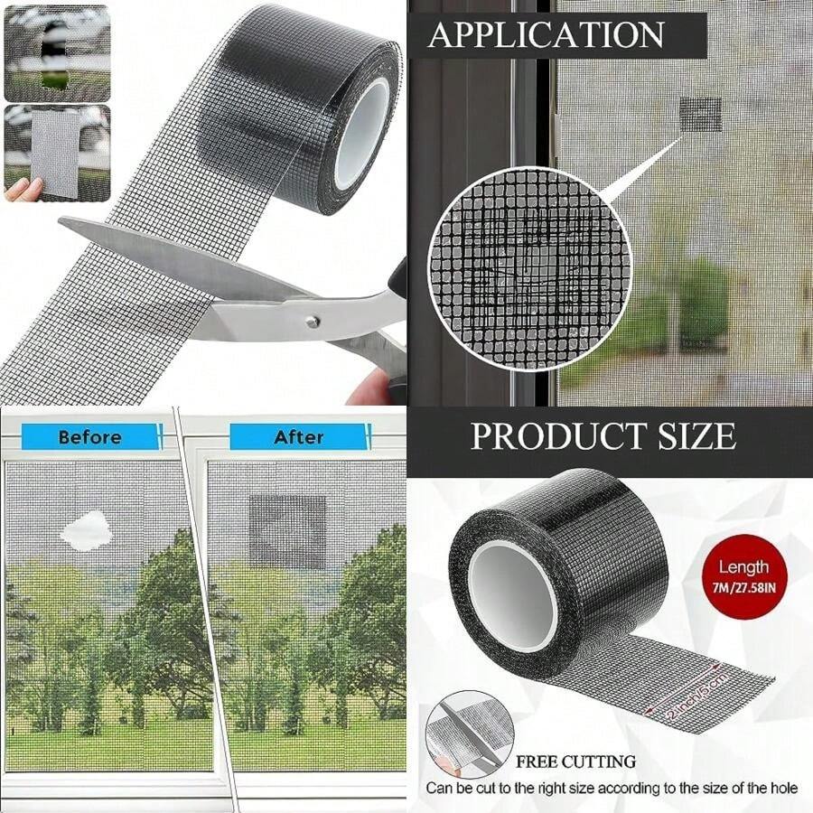 WAYAMY 700 x 5CM Cinta para Reparar Mosquiteras Ventana y Puerta, Fibra De Vidrio Cinta Adhesiva Reparación de Ventanas Tela Mosquitera Cinta De Ventana De Pantalla(default) - Tipo 1 - Ver 1