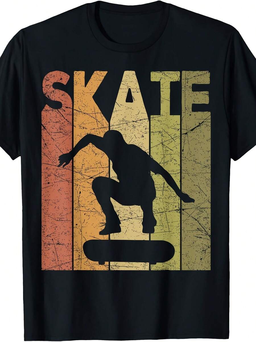 Skateboard Retro Skateboarding Lover Designs Uni-Adults & Kids V-Neck T-Shirt Black All Retro Skateboard Graphic T-Shirt - 款式18 - 查看 1