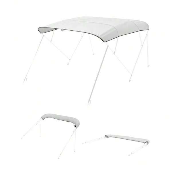 Light Grey 4 Bow Boat Bimini Top - 600D Waterproof Polyester Canopy Awning With Storage Bag, Replacement Cover 96"L X (91"-96")W, UV Protection, Easy Setup