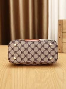 This Year's Popular Mother-Daughter 3 Pieces Set Bag, Classic Large Capacity Women's Casual Handbag, High-End Elegant Women's Jacquard Bag - Brown - View 4