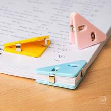 1Set Colorful Triangle Paper File Clips,Sealing Clips,Decorative Tools,Bookmark ,Color And Style Are Random, Plastic, Multipurpose & Non-Slip, Ideal For Office, Study, Documents & Storage,Gifts, Christmas, Halloween, New Year