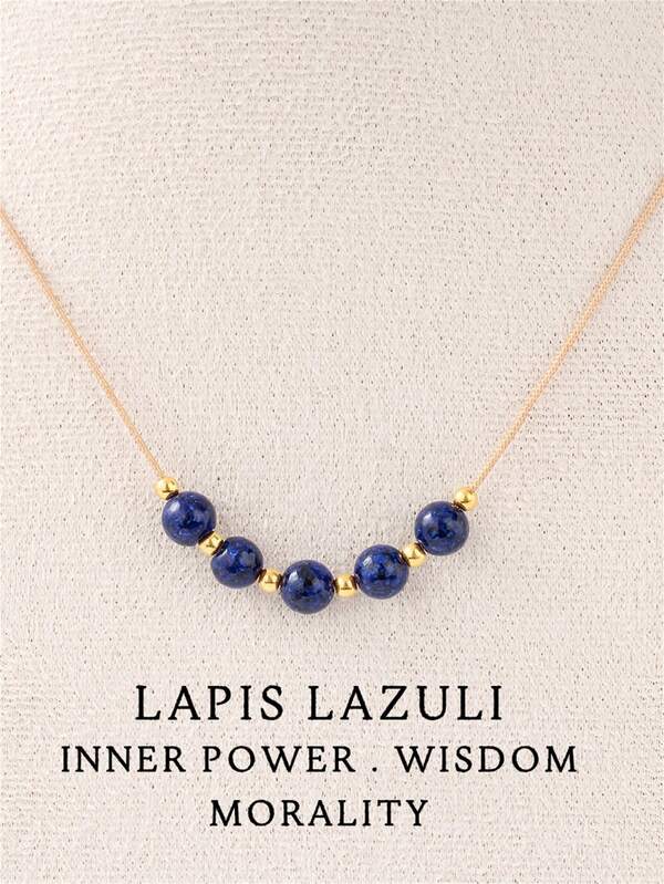Lapis Lazuli Necklaces For Women Adjustable Choker Blue Natural Stone Long Necklace Beaded Statement Vintage Jewelry