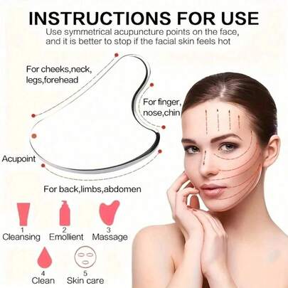 Stainless Steel Gua Sha Facial Tool, Facial Massage, Metal Gua Sha Facial Care, Foundation Spatula Face Mask Eye Cream Scraper