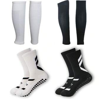 1 Pair Football Leg Warmers Set, Professional Sports Non-Slip Football Leg Warmers With Shin Guard, Breathable & Durable (Multiple Colors Available)